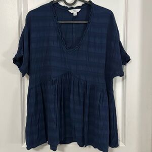 Navy peplum blouse